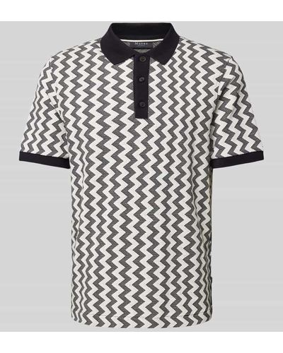 maerz muenchen Regular Fit Poloshirt mit grafischem Muster - Weiß