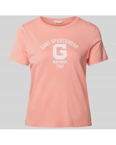 GANT T-Shirt mit Label-Print - Pink