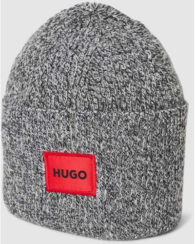 HUGO Beanie mit Label-Detail Modell 'Xaff' - Grau