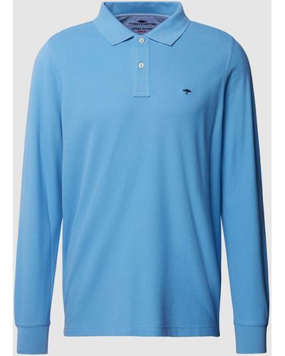 Fynch-Hatton Poloshirt Met Logostitching - Blauw