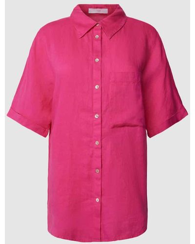 Mango Leinenhemd mit Brusttasche Modell 'PAI' - Pink