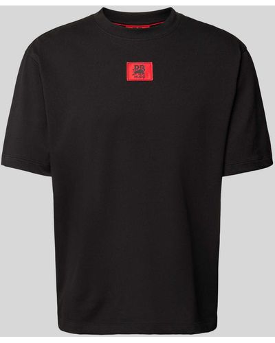 HUGO T-Shirt mit Label-Patch Modell 'Drambok' - Schwarz