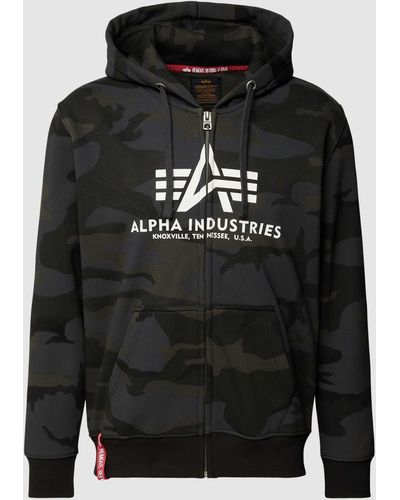 Alpha Industries Sweatjacke mit Camouflage-Muster - Schwarz