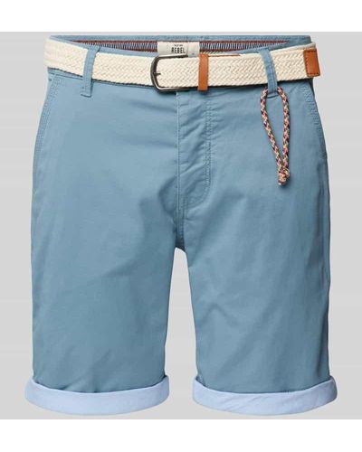 Redefined Rebel Regular Fit Shorts mit Gürtel in Flecht-Optik Modell 'MAGNUS' - Blau