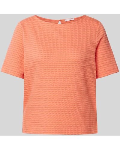 Opus T-shirt Met Structuurmotief - Oranje