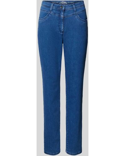 RAPHAELA by BRAX Straight Leg Jeans mit Ziernähten Modell 'Laura' - Blau