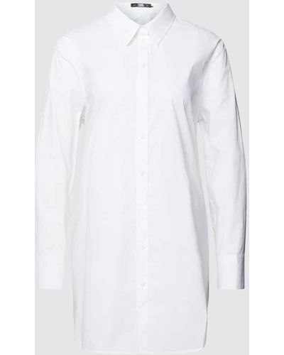 Karl Lagerfeld Hemdbluse aus Baumwolle mit Label-Stitching - Weiß