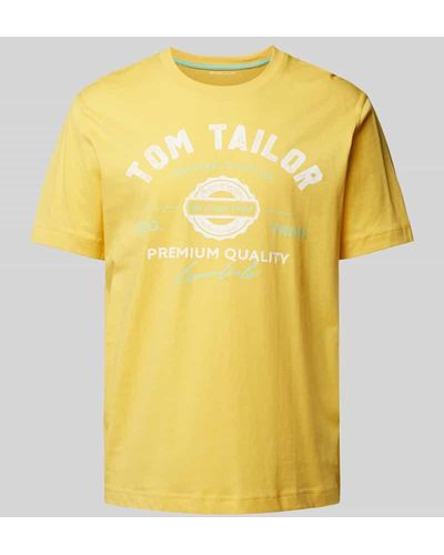 Tom Tailor T-Shirt mit Label-Print - Gelb