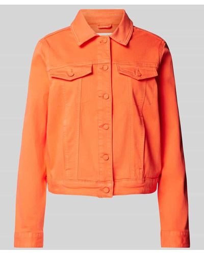 S.oliver Jeansjacke in unifarbenem Design mit Brusttaschen - Orange