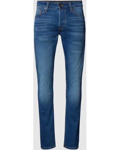 Jack & Jones Slim Fit Jeans in unifarbenem Design Modell 'GLENN' - Blau