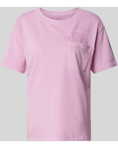 Jake*s T-shirt Met Motiefstitching - Roze
