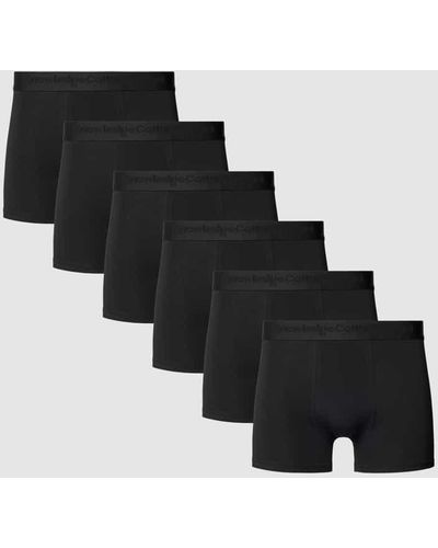 Knowledge Cotton Boxershorts mit elastischem Label-Bund im 6er-Pack - Schwarz