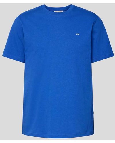 WOOD WOOD T-Shirt mit Label-Print - Blau
