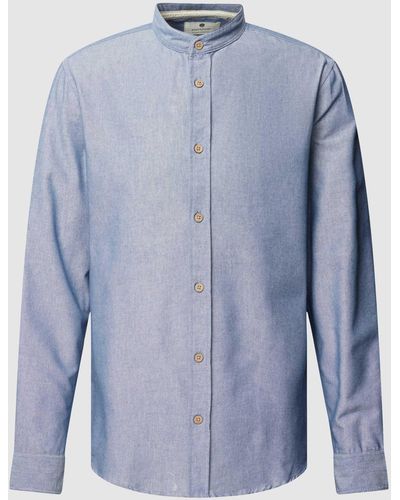 Anerkjendt Regular Fit Freizeithemd mit Stehkragen Modell 'LUKAS' - Blau