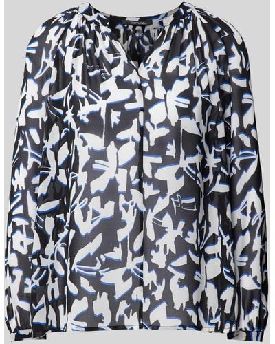 Comma, Blouse Met All-over Print - Blauw