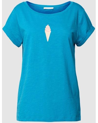 Edc By Esprit T-shirt Met Motiefprint - Blauw