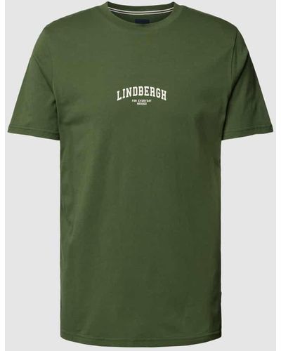 Lindbergh T-Shirt mit Label-Print und Rundhalsausschnitt - Grün