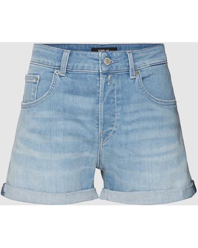 Replay Korte Jeans Met Vaste Omslag Aan De Pijpen - Blauw