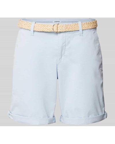 Esprit Regular Fit Shorts mit Gürtel - Blau
