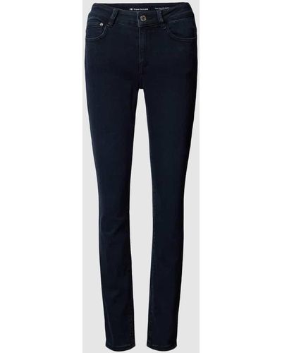 Tom Tailor Slim Fit Jeans mit Viskose-Anteil und Label-Details - Blau