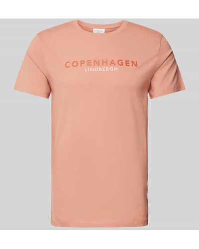 Lindbergh T-Shirt mit Label-Print Modell 'Copenhagen' - Pink