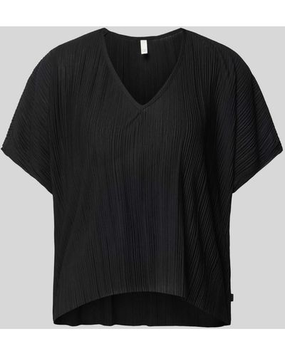 QS T-shirt Met Plissévouwen - Zwart