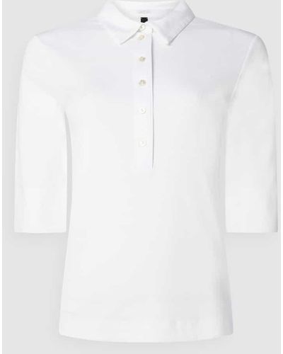 Marc Cain Poloshirt mit Rippenstruktur Modell 'ESSENTIALS' - Weiß