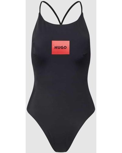 HUGO Badeanzug mit Label-Print - Blau