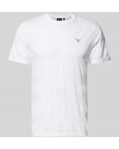 Barbour T-Shirt mit Label-Stitching Modell 'STENTON' - Weiß