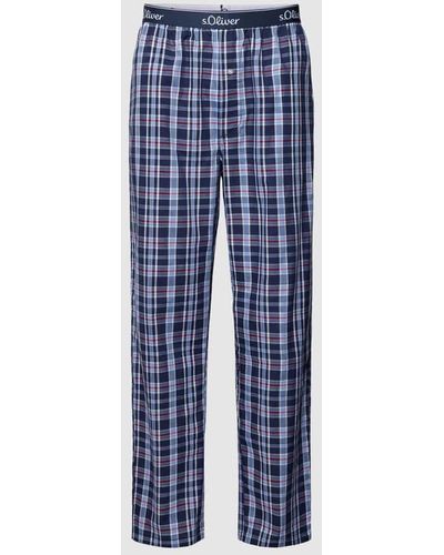 S.oliver Pyjama-Hose mit elastischem Logo-Bund - Blau