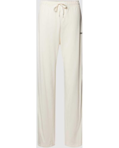 BOSS Regular Fit Pyjama-Hose mit Label-Print - Weiß