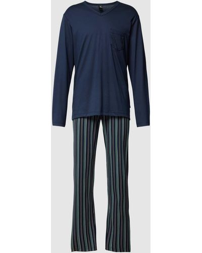 CALIDA Pyjama Met Streepmotief - Blauw