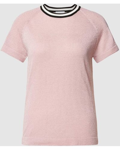 Jake*s Gebreid Shirt Met Contraststrepen - Roze