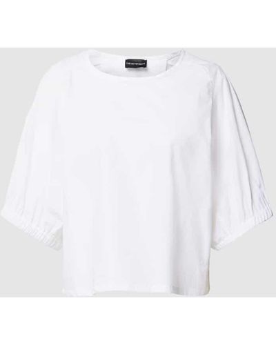 Emporio Armani Cropped Blusenshirt mit 3/4-Arm - Weiß