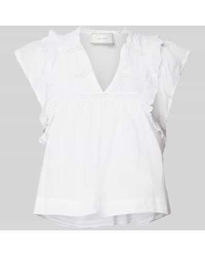 Neo Noir Bluse mit V-Ausschnitt Modell 'Jayla' - Weiß