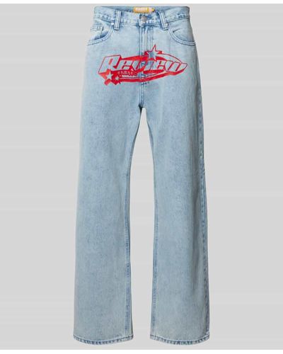 Review Baggy Fit Jeans mit Label-Print - Blau