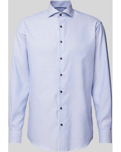 Eterna Modern Fit Zakelijk Overhemd Met Haaikraag - Blauw