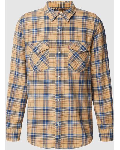 Levi's Relaxed Fit Freizeithemd mit Glencheck-Muster Modell 'WESTERN' - Natur