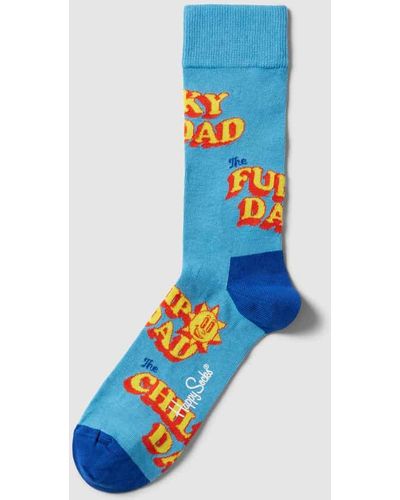 Happy Socks Socken mit Statement-Print Modell 'Number One Dad' - Blau