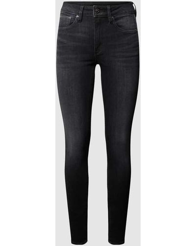 G-Star RAW Skinny Fit High Waist Jeans mit Stretch-Anteil Modell '3301' - Schwarz