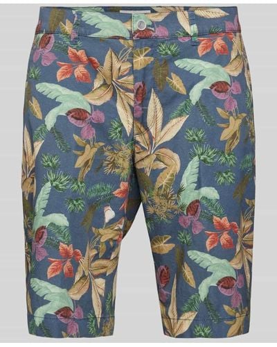 Brax Slim Fit Chino-Shorts mit Allover-Muster Modell 'BOZEN' - Blau