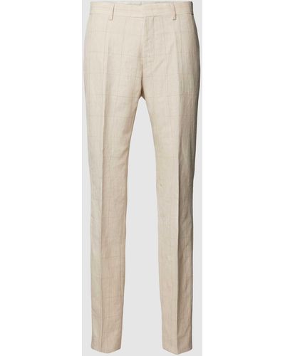 BOSS Slim Fit Pantalon Met Persplooien - Naturel