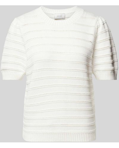 Neo Noir Strickshirt mit Lochmuster Modell 'Sidra Stitch' - Weiß