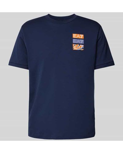 EA7 T-Shirt mit Label-Print - Blau