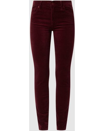 7 For All Mankind Skinny Fit Samthose mit Stretch-Anteil - Rot