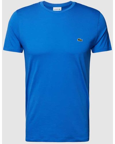 Lacoste T-Shirt in unifarbenem Design Modell 'Supima' - Blau