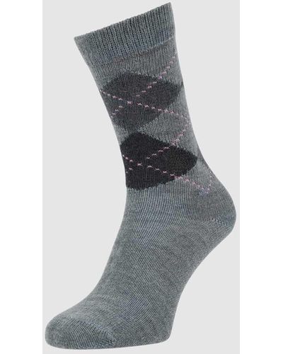 Burlington Socken mit Argyle-Muster Modell 'Whitby' - Grau