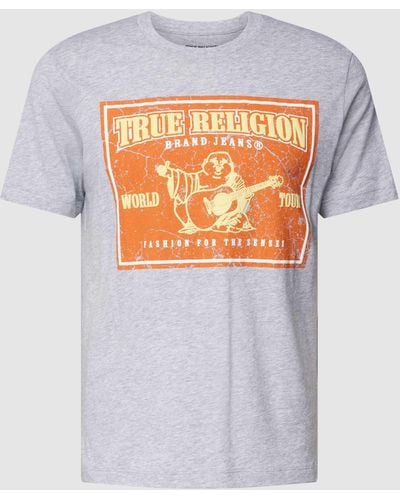 True Religion T-shirt Met Labelprint - Grijs