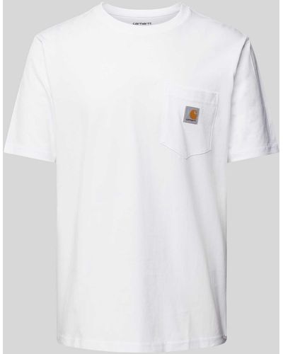 Carhartt T-Shirt mit Label-Patch Modell 'POCKET' - Weiß