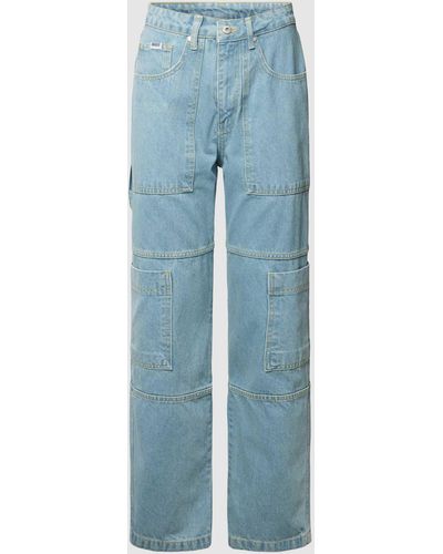 The Ragged Priest Jeans Met Labeldetail - Blauw